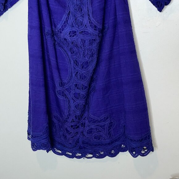 Free People Purple Crochet Tunic Top XS Boho Chic Bohemian Romantic - Picture 4 of 10